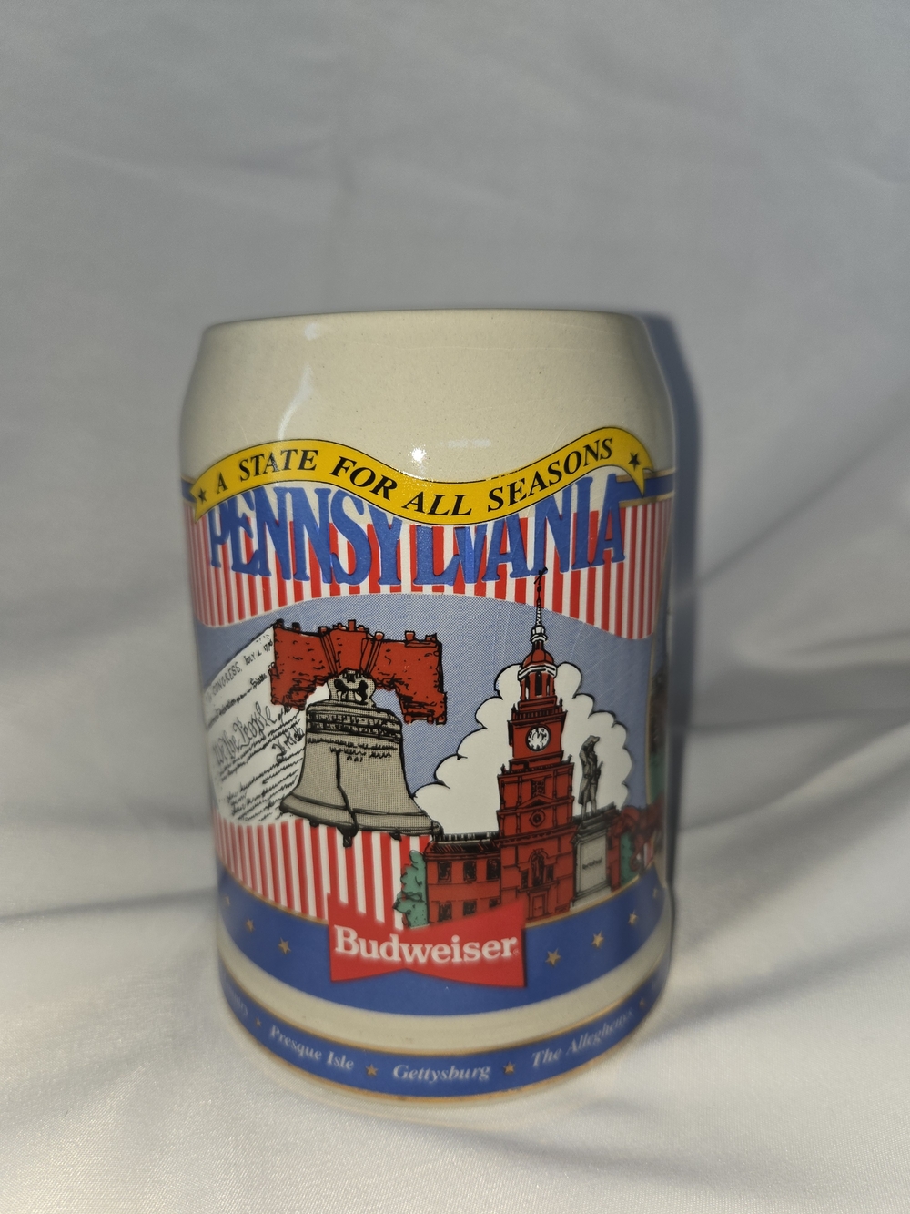 Budweiser Pennsylvania 1991 Beer Stein Mug West Germany Limited Ed. Liberty Bell